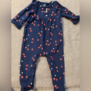 Carter's Navy One-Piece with Red and White Heart Print Size 18m VGUC